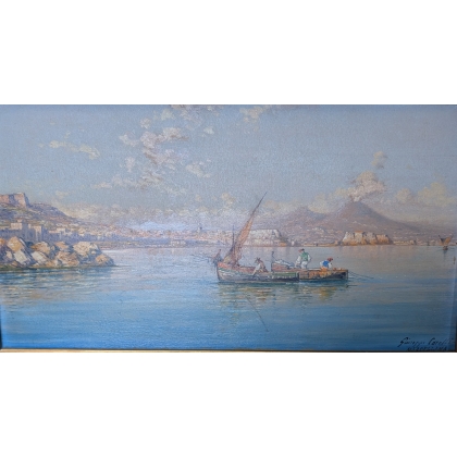 Tableau \"Vue de Naples\" signé CARELLI