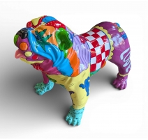 Bouledogue anglais en résine décor Pop Art