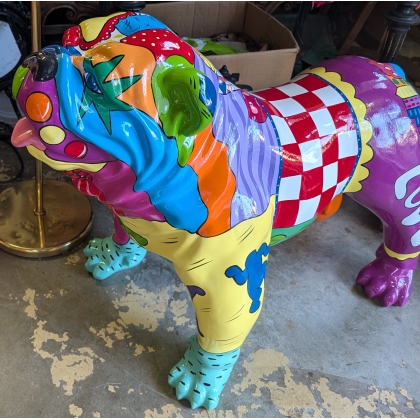 Bouledogue anglais en résine décor Pop Art
