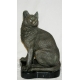 Bronze "Chat assis", socle en marbre