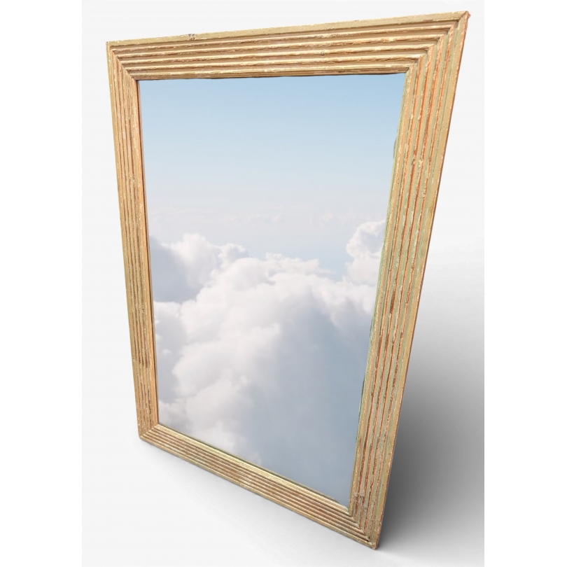 Miroir en bois doré cannelé