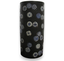 Porte-parapluie en porcelaine noire et bleu