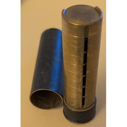 Leather-covered brass coin tube