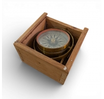 Boussole de bateau, coffret en sapin