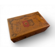 Boite en bois pyrogravé aux Armoiries