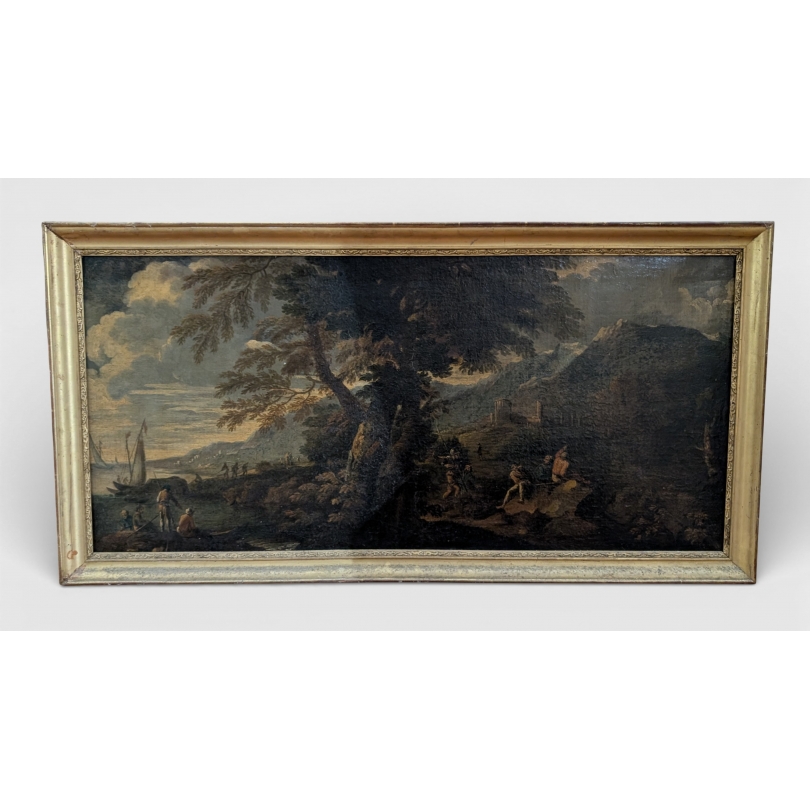 Tableau "Paysage animé de bord de mer"