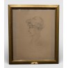 Dessin "Portrait de femme" signé