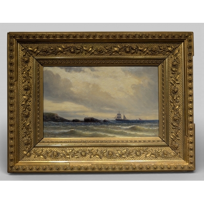Tableau \"Bord de mer\" signé L. MENNET
