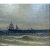 Tableau \"Bord de mer\" signé L. MENNET