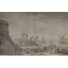 Dessin "Port" attibué à LACROIX DE MARSEILLE