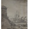 Dessin "Port" attibué à LACROIX DE MARSEILLE