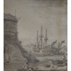 Dessin "Port" attibué à LACROIX DE MARSEILLE