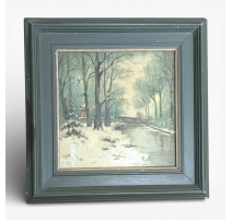 Catelle peinte "Scène de neige" signée N L AP