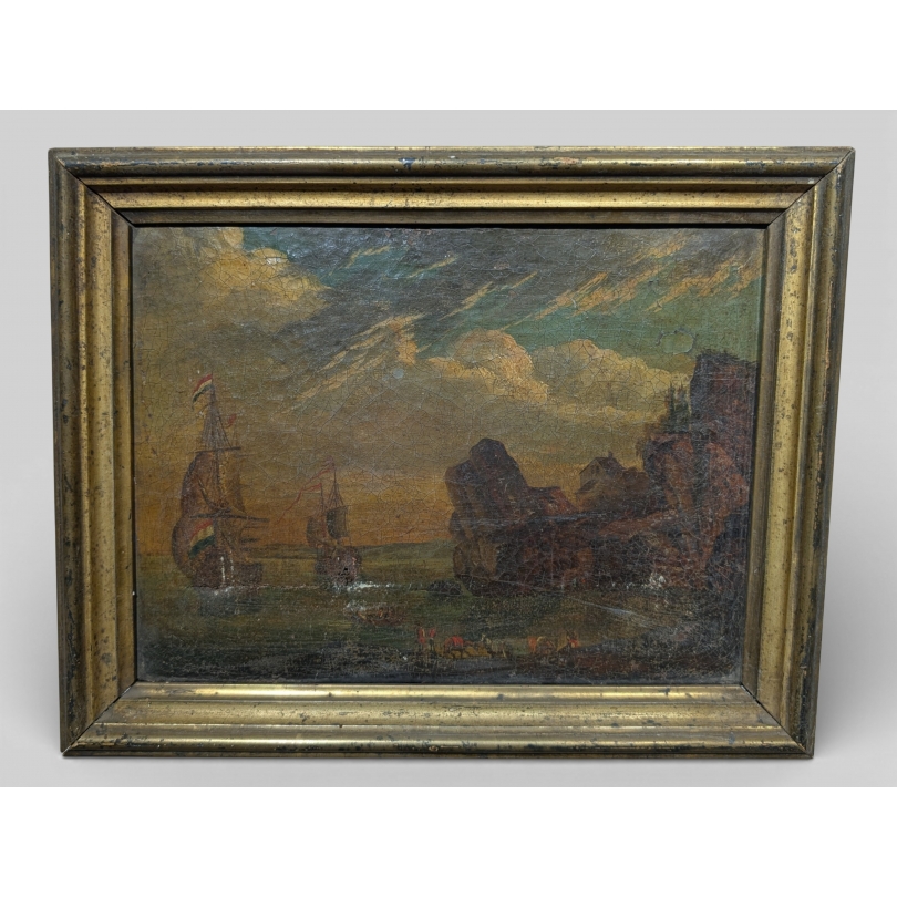 Tableau "Paysage animé de bord de mer"