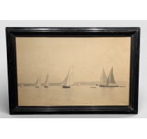 Photographie "Barques sur le Léman" signée