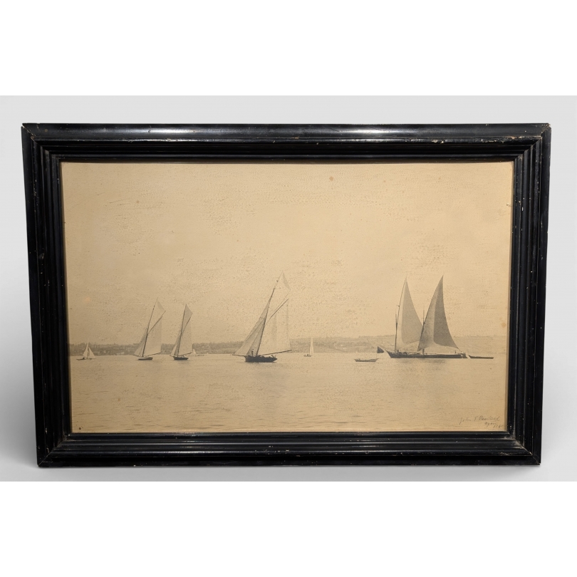 Photographie "Barques sur le Léman" signée