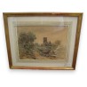 Aquarelle "Bord de rivière" mongramm FD 92  sur Moinat SA  - Antiquités décoration -  Gouaches, Aquarelles, Pastels