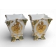 Paire de jardinières carrées en porcelaine