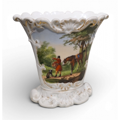 Vase ovale en porcelaine \"Chasse\"