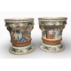 Paire de cache-pots ronds en porcelaine Japonais