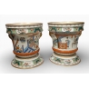 Paire de cache-pots ronds en porcelaine Japonais