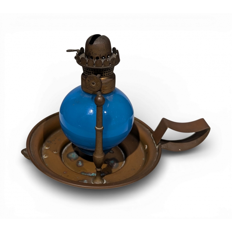 Blue opaline paraffin lamp