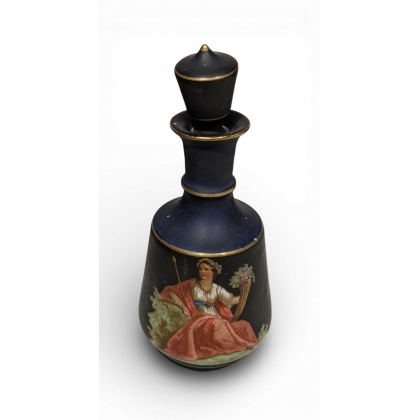 Flacon en porcelaine bleue Femme allégorique