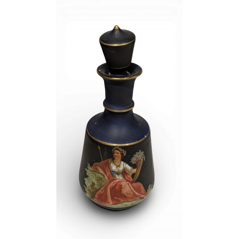 Flacon en porcelaine bleue Femme allégorique