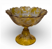 Coupe à fruits en verre de bohème jaune