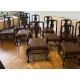 Suite de 10 chaises et 2 fauteuils bois laqué