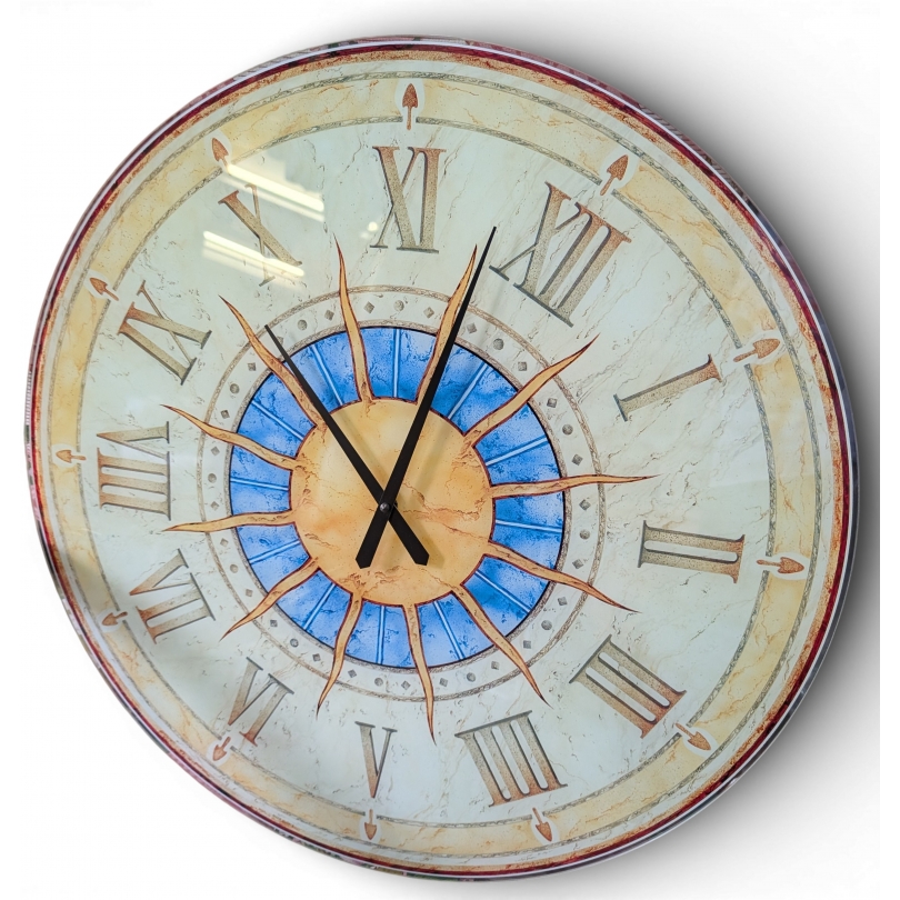 Pendule murale en verre imprimé