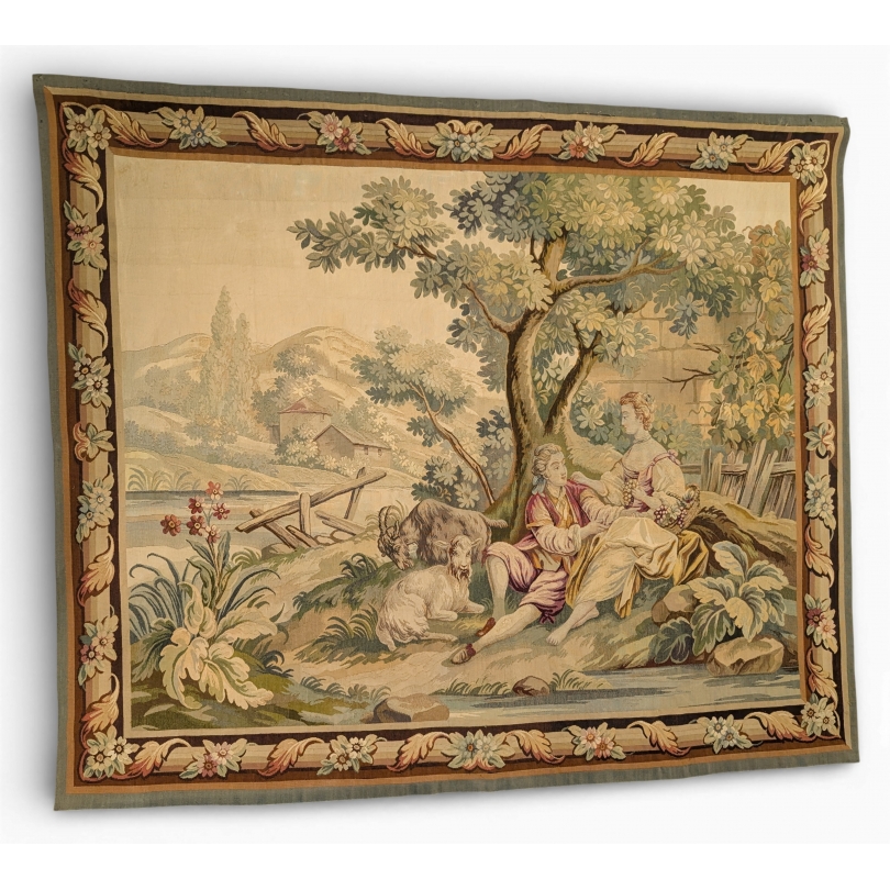 Tapisserie AUBUSSON scène champêtre