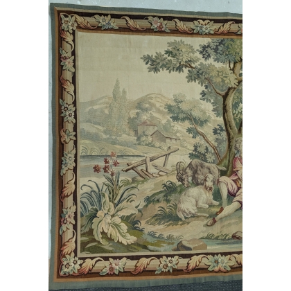 Tapisserie AUBUSSON scène champêtre sur  Moinat SA  - Antiquités décoration