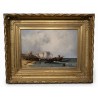 Tableau \"Retour de pêche\" signé C. HOGUET