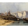 Tableau \"Retour de pêche\" signé C. HOGUET