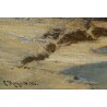 Tableau \"Retour de pêche\" signé C. HOGUET