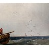 Tableau \"Retour de pêche\" signé C. HOGUET