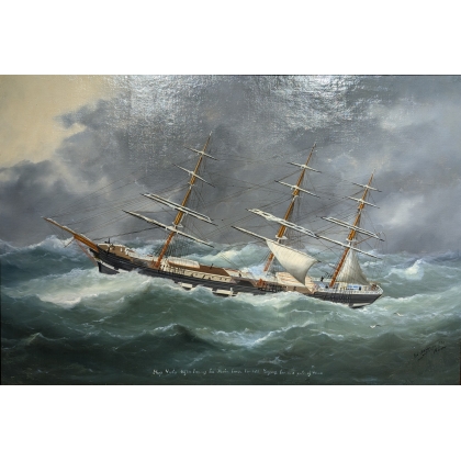 Tableau \"Marine\" signé Ed. ADAMS 1880