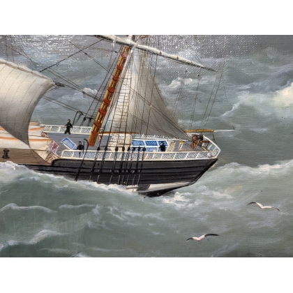Tableau \"Marine\" signé Ed. ADAMS 1880