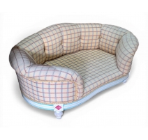 Canapé pour chien laqué bleu et blanc