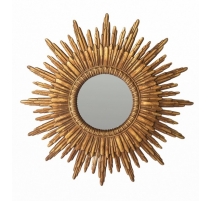 Miroir Soleil en résine dorée