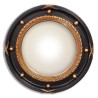 Miroir rond convex en résine noire et dorée