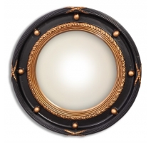 Miroir rond convex en résine noire et dorée