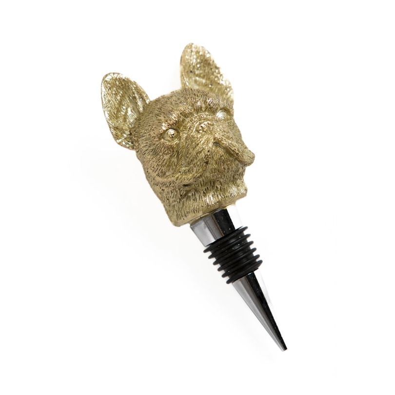 Bouchon "Bouledogue Français" en résine dorée