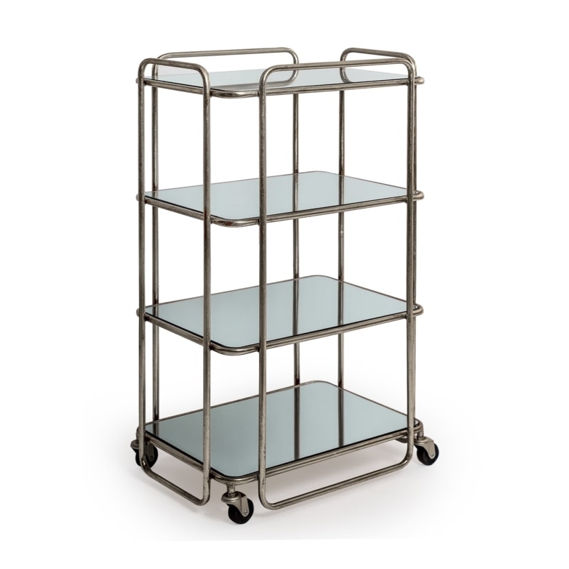 4-tier silver-coloured metal serving trolley