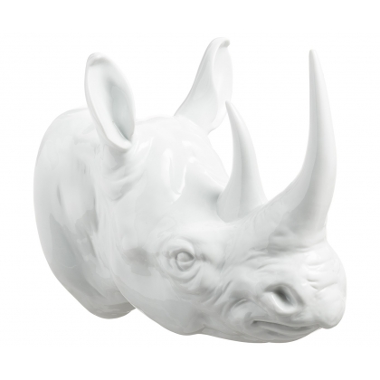 White porcelain rhinoceros head at  Moinat SA  - Antiques and home décor