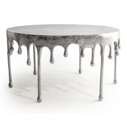 Table basse \"Dali\" goutte en aluminium brossé