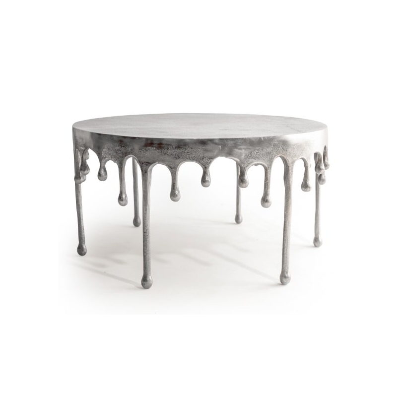 Table basse "Dali" goutte en aluminium brossé