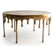 Table basse "Dali" goutte en aluminium doré