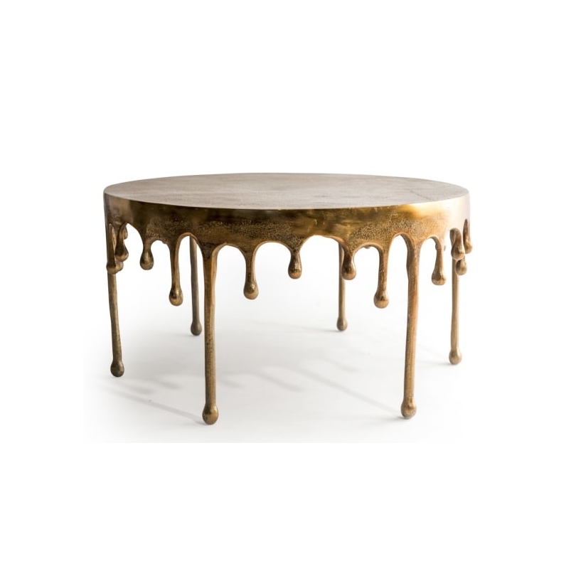 Table basse "Dali" goutte en aluminium doré